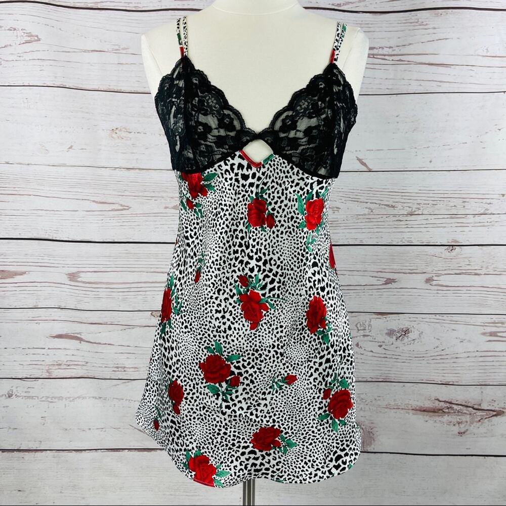 Frederick's of Hollywood animal print, roses, black lace